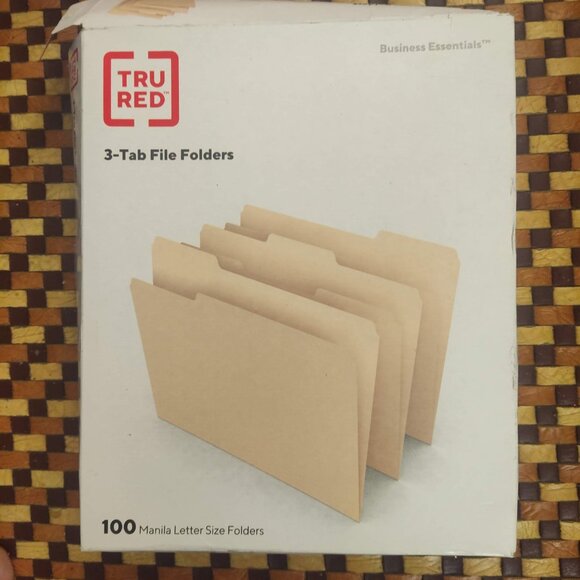 1/3-Cut Tab Assorted Positions File Folders Letter Size Manila Pack of 100 - Picture 2 of 2
